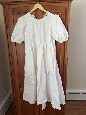 Zara White Puff Sleeve Maxi Dress